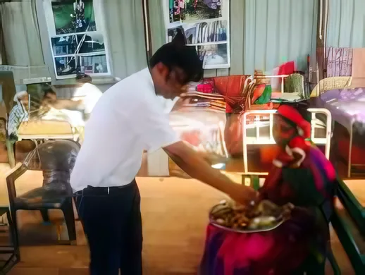 Clothes and food distribution at a gurukul