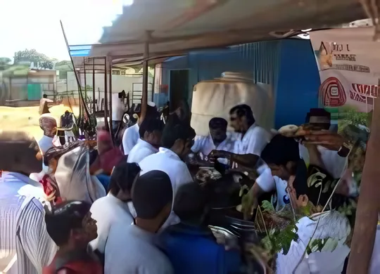 Clothes and food distribution at a gurukul